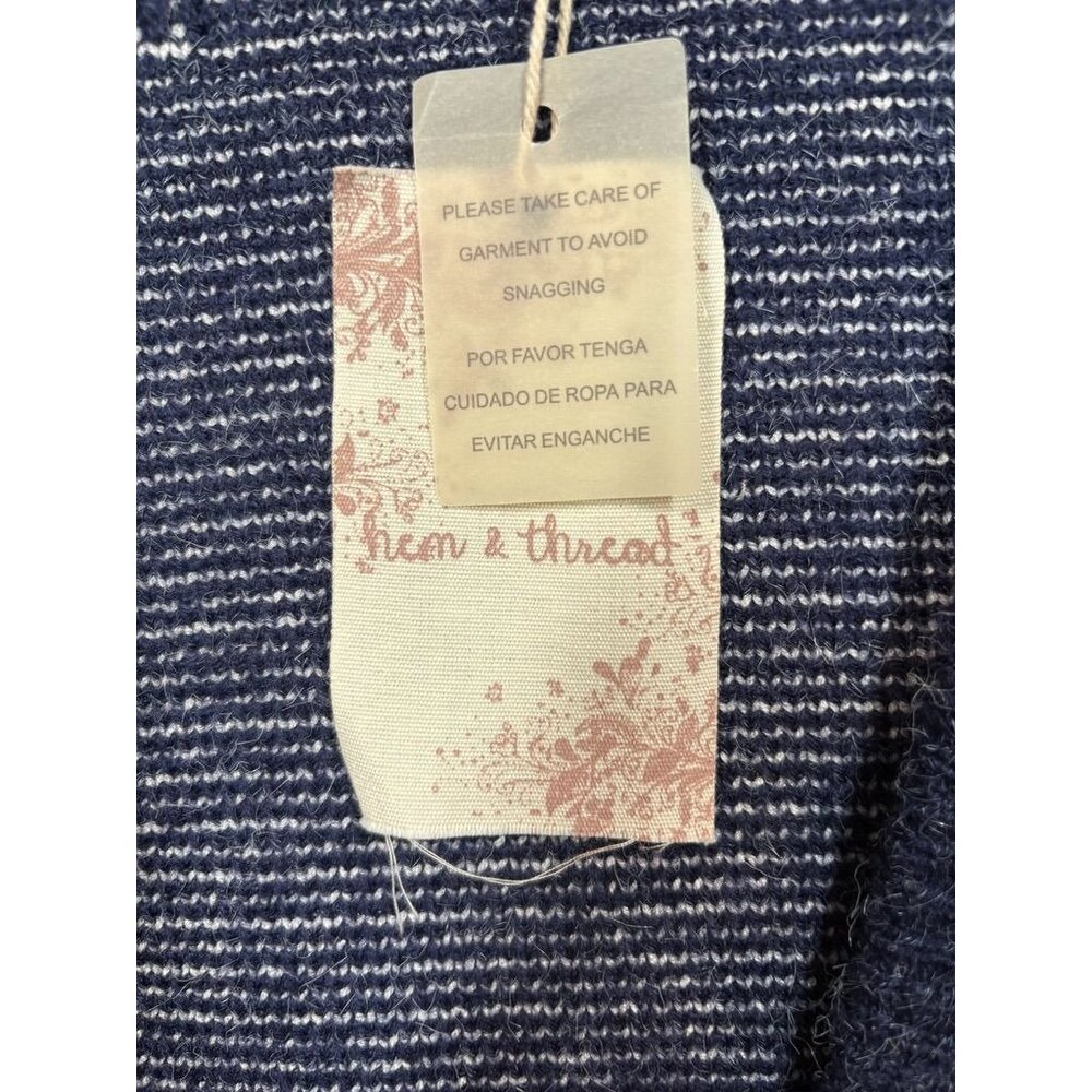 Hem & Thread Women's Star Cardigan Sweater 30983 Navy Blue Open Front Size Small - Picture 5 of 7